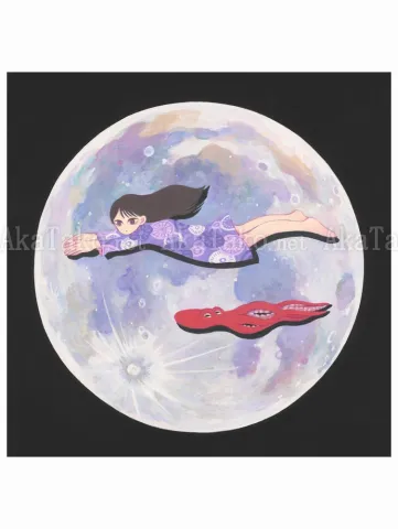 Chika Tanikawa Swimming Through Moonlit Nights - with AkaTako Original Painting