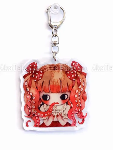 Tama AkaTako Acrylic Keychain - front side