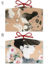 Mika Nitta Ema Wish Plaque TOP - Eternal, BOTTOM - Hibiscus Syriacus and Bird