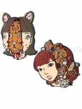 Shintaro Kago Enamel Pin One Cat or Four Cats