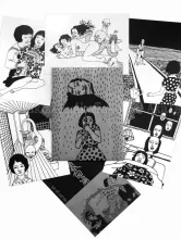 Toshio Saeki Black & White Print Set - 5 prints, bonus flyer, & paper envelope